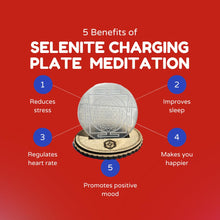 Load image into Gallery viewer, Selenite Charging Plate with Engraved Sri Yantra for Reiki Healing and Feng Shui
