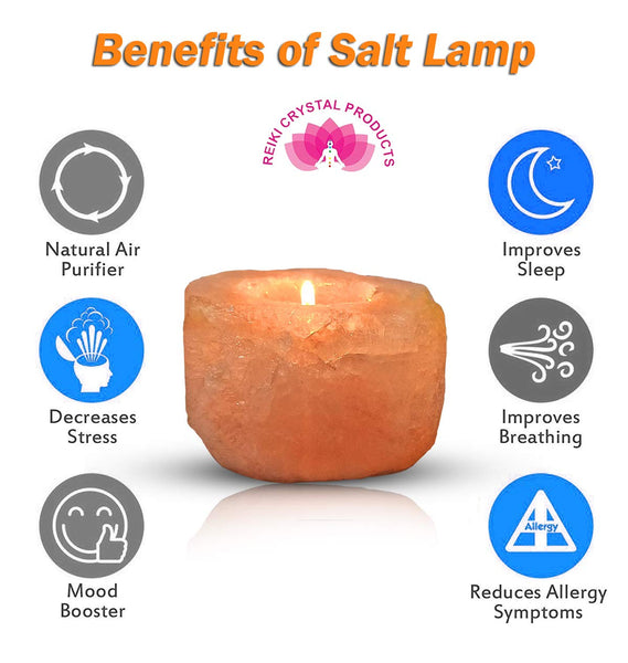 Himalayan Rock Salt Stone Lamp Tea Light Candle Holder – Healing Crystal Decor