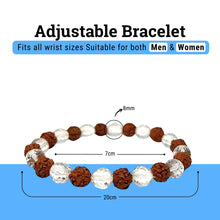 Load image into Gallery viewer, Combination of Clear Quartz &amp; Rudraksh Round Beaded Bracelet for Calmness &amp; Spiritual Connection
