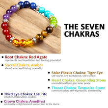 Load image into Gallery viewer, The 7 chakra bracelet with a focus on its vibrant color and unique texture.
