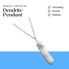 Dendrite Pencil Pendant with Chain - Helps in Growth, Stability, and Inner Peace - Suitable for All