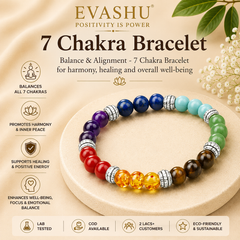 7 Chakra Bracelet – Natural Stone Bracelet for Energy Balance & Everyday Wear | Unisex Crystal Jewellery - Front View | Natural Seven Chakra Crystal Bracelet for Chakra Balance & Energy Alignment