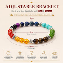 Load image into Gallery viewer, 7 Chakra Bracelet (Pack of 2) – Natural Stone Beaded Bracelet for Balance, Focus &amp; Daily Wear | Unisex Crystal Jewellery - Packaging View | Natural Seven Chakra Crystal Bracelet for Chakra Balance &amp; Energy Alignment
