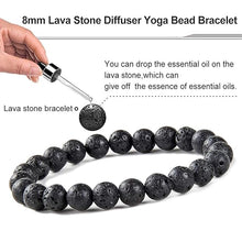 Load image into Gallery viewer, Mystic Ember  Lava Stone Handmade stretchable Power Bracelet For Both Men and Women - Black (Pack of 3)
