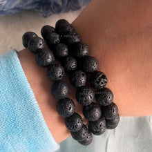Load image into Gallery viewer, Mystic Ember  Lava Stone Handmade stretchable Power Bracelet For Both Men and Women - Black (Pack of 3)

