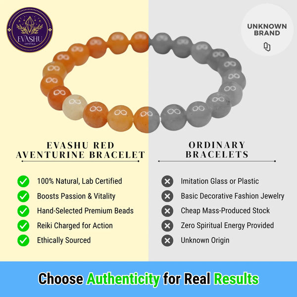 Red Aventurine Bracelet - Helps in Vitality, Confidence, and Creativity - Suitable for Unisex