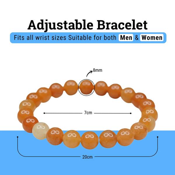 Red Aventurine Bracelet - Helps in Vitality, Confidence, and Creativity - Suitable for Unisex