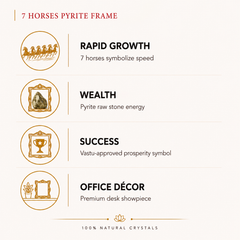 7 Horses Natural Pyrite Frame – Wealth, Success & Growth Décor for Home & Office | 7.5 Inches