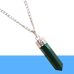 Green Jade Stone Pendant – Pencil Necklace for Prosperity, Harmony & Emotional Balance