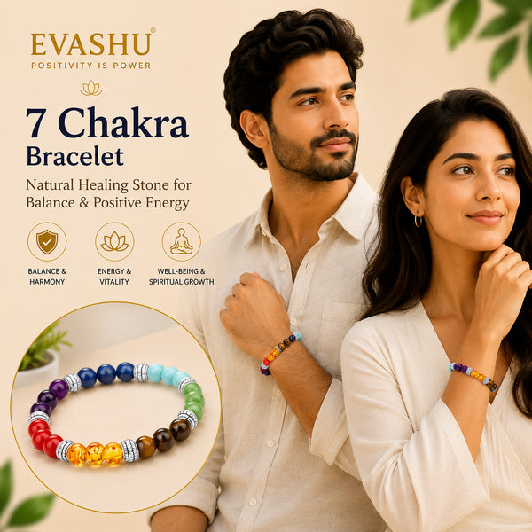 7 Chakra Bracelet – Natural Stone Bracelet for Energy Balance & Everyday Wear | Unisex Crystal Jewellery
