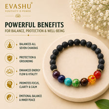 Load image into Gallery viewer, 7 Chakra Bracelet with Black Obsidian – Natural Stone Bracelet for Protection, Balance &amp; Everyday Wear | Unisex Crystal Jewellery
