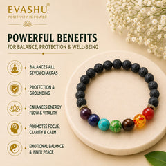 7 Chakra Bracelet with Black Obsidian – Natural Stone Bracelet for Protection, Balance & Everyday Wear | Unisex Crystal Jewellery