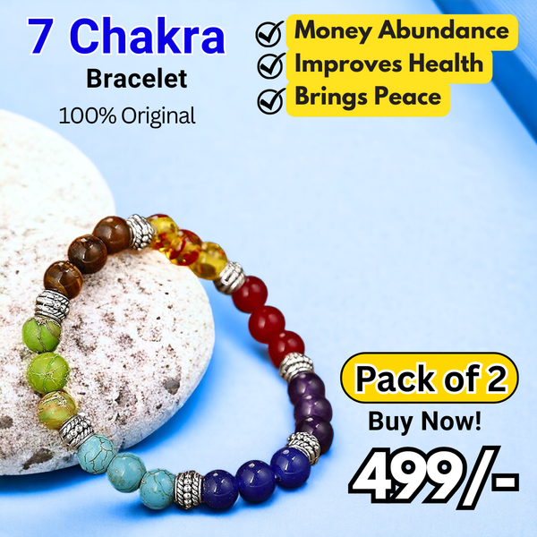 7 Chakra Bracelet – Original Reiki & Feng Shui Crystal Jewelry | Unisex - Pack of 2
