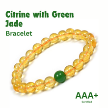 Load image into Gallery viewer, Natural Citrine Stone Bracelet with Green Jade Bead: Wealth &amp; Prosperity for Men, Women &amp; Kids

