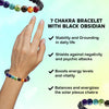 Certified 7 Chakra Crystal Bracelet with Black Obsidian – Energy Healing & Spiritual Balance | Unisex