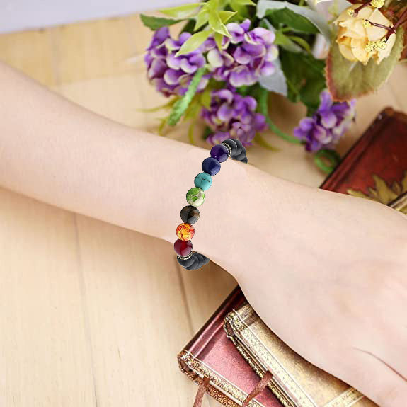 Certified 7 Chakra Crystal Bracelet with Black Obsidian – Energy Healing & Spiritual Balance | Unisex