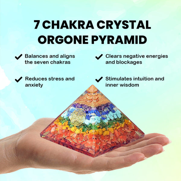 Natural 7 Chakra Crystal Orgone Pyramid - Balancing Energy & Enhancing Spiritual Connection