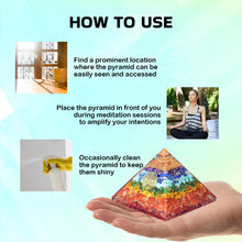 Load image into Gallery viewer, Natural 7 Chakra Crystal Orgone Pyramid - Balancing Energy &amp; Enhancing Spiritual Connection
