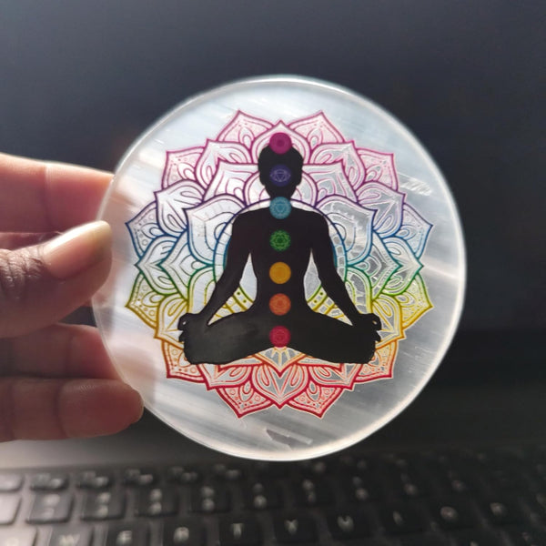 Selenite Stone Chakra Charging Plate – Healing Crystal for Meditation & Energy