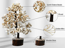 Load image into Gallery viewer, Crystal Gomati Chakra Tree with Original Gomti Chakra – Good Luck &amp; Positive Energy | Home Décor Showpiece (Small, 100 Beads, White, Crystal)

