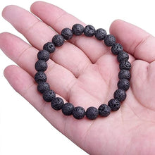 Load image into Gallery viewer, Mystic Ember  Lava Stone Handmade stretchable Power Bracelet For Both Men and Women - Black (Pack of 3)
