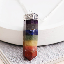 Load image into Gallery viewer, 7 Chakra Pencil Pendant with Chain - Helps in Energy Balance, Healing, and Spiritual Growth - Suitable for All
