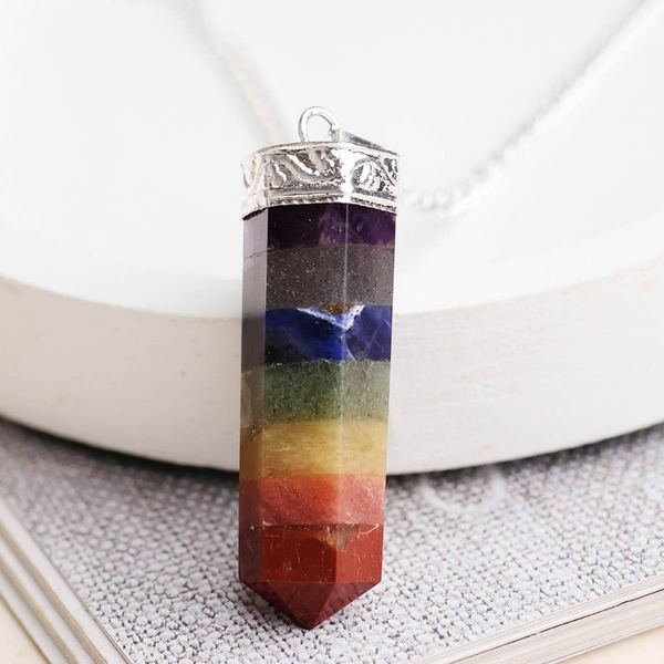 7 Chakra Stone Pendant – Healing Pencil Necklace for Energy Balance & Spiritual Growth