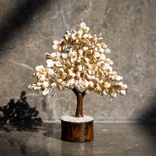 Load image into Gallery viewer, Crystal Gomati Chakra Tree with Original Gomti Chakra – Good Luck &amp; Positive Energy | Home Décor Showpiece (Small, 100 Beads, White, Crystal)

