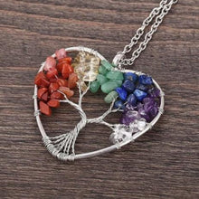 Load image into Gallery viewer, Heart-Shaped 7 Chakra Tree Pendant – Healing Crystals Necklace | Crystal Pendant Chain
