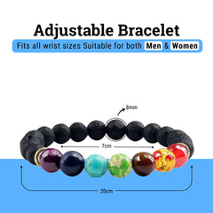 7 Chakra Crystal & Black Obsidian Beads Bracelet for Men & Women — Healing Stone for Energy Cleansing, Chakra Balancing & Spiritual Growth