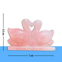 Rose Quartz Stone Swan Pair – Symbol of Love, Healing & Harmony