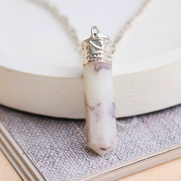 Dendrite Pendant – Healing Stone Pencil Necklace |Crystal Pendant Chain