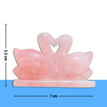 Load image into Gallery viewer, Natural Pink Rose Quartz Swan Pair - Handcrafted Love Birds for Love &amp; Relationship - Ideal Gift for Couples
