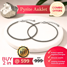 Load image into Gallery viewer, Pyrite Anklet – Symbol of Fortune, Willpower, and Protection – Perfect for Daily Wear - Pack of 2
