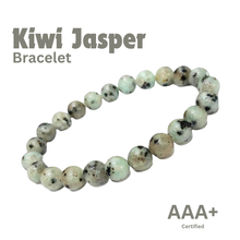 Load image into Gallery viewer, Close-up of Kiwi Jasper bracelet showing intricate details and natural Kiwi Jasper stone.
