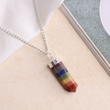 Load image into Gallery viewer, 7 Chakra Pencil Pendant with Chain - Helps in Energy Balance, Healing, and Spiritual Growth - Suitable for All
