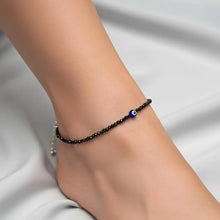Load image into Gallery viewer, Pack of 2- Evil Eye Anklet with Black Tourmaline – Symbol of Ultimate Protection, Grounding, and Shielding – Nazar Suraksha Combo
