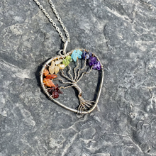 Load image into Gallery viewer, Heart-Shaped 7 Chakra Tree of Life Pendant with Chain - Helps in Energy Balance, Positivity, and Spiritual Growth - Suitable for All
