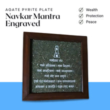 Load image into Gallery viewer, Agate Pyrite Plate with Navkar Mantra – Healing Crystal for Energy Protection &amp; Spiritual Growth
