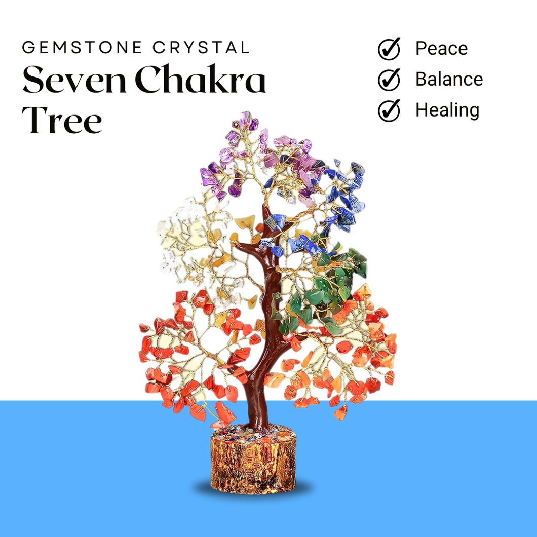 Seven Chakra Gemstone Tree - 150 Beads Natural Crystal Feng Shui | Wealth  and Growth tree for Healing & Home Décor