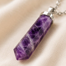Load image into Gallery viewer, Certified Natural Amethyst Pencil Pendant - Calm Mind &amp; Restful Sleep | Buy Online - Image 7
