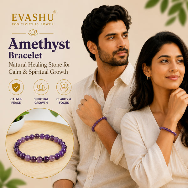 Amethyst Bracelet – Natural Stone Bracelet for Focus, Calm Mind & Everyday Wear | Unisex Crystal Jewellery
