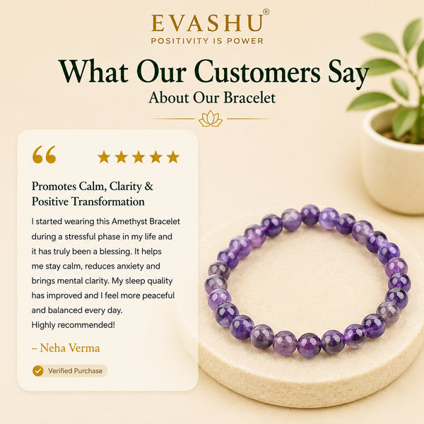 Amethyst Bracelet – Natural Stone Bracelet for Focus, Calm Mind & Everyday Wear | Unisex Crystal Jewellery