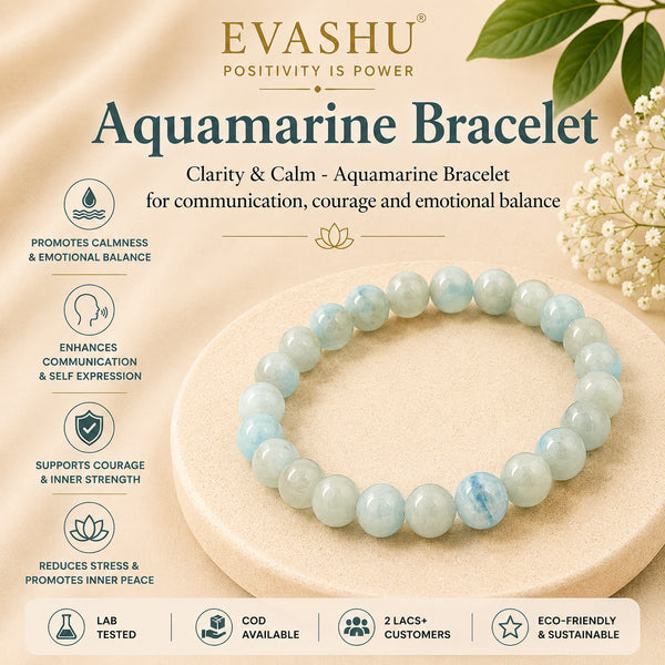 Aquamarine Bracelet – Natural Stone Bracelet for Clarity, Emotional Balance & Everyday Wear | Unisex Crystal Jewellery