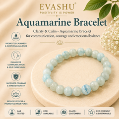 Aquamarine Bracelet – Natural Stone Bracelet for Clarity, Emotional Balance & Everyday Wear | Unisex Crystal Jewellery