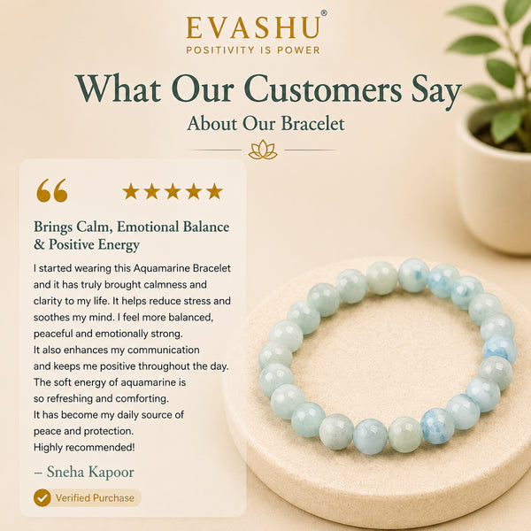 Aquamarine Bracelet – Natural Stone Bracelet for Clarity, Emotional Balance & Everyday Wear | Unisex Crystal Jewellery