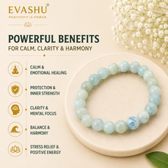 Aquamarine Bracelet – Natural Stone Bracelet for Clarity, Emotional Balance & Everyday Wear | Unisex Crystal Jewellery