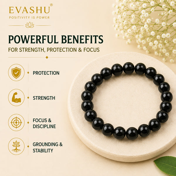 Black Onyx Bracelet – Natural Stone Bracelet for Strength, Protection & Everyday Wear | Unisex Crystal Jewellery