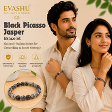 Load image into Gallery viewer, Black Picasso Jasper Bracelet – Natural Stone Bracelet for Balance, Everyday Calm &amp; Daily Wear | Unisex Crystal Jewellery
