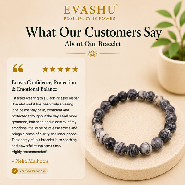 Black Picasso Jasper Bracelet – Natural Stone Bracelet for Balance, Everyday Calm & Daily Wear | Unisex Crystal Jewellery
